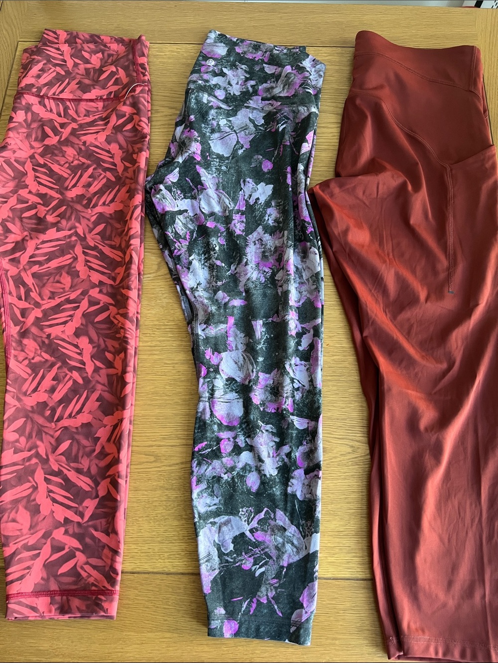 Fall bundle. Lululemon Women’s Active Leggings - Rust, Purple Floral, Burgundy